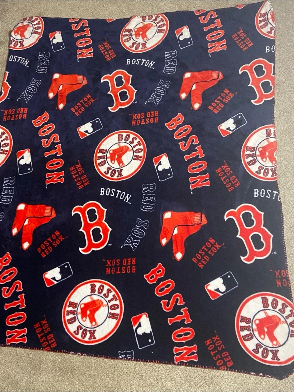 Boston Red Sox Fleece Throw Blanket - Navy & Red 48 x 60 inches Super Soft